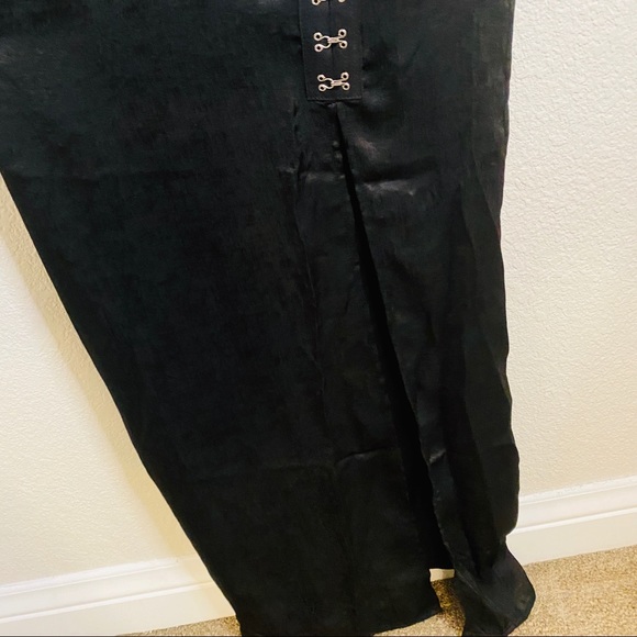 NEW Black Satin Slit Maxi Dress w/ Hook and eye - Picture 5 of 12
